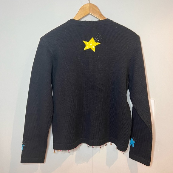 VINTAGE | rare star print sequin maximalism knit cardigan sweater - Picture 6 of 10